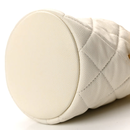 Chanel Caviar Quilted Coco First Bucket Clutch With Chain White 10 of 10