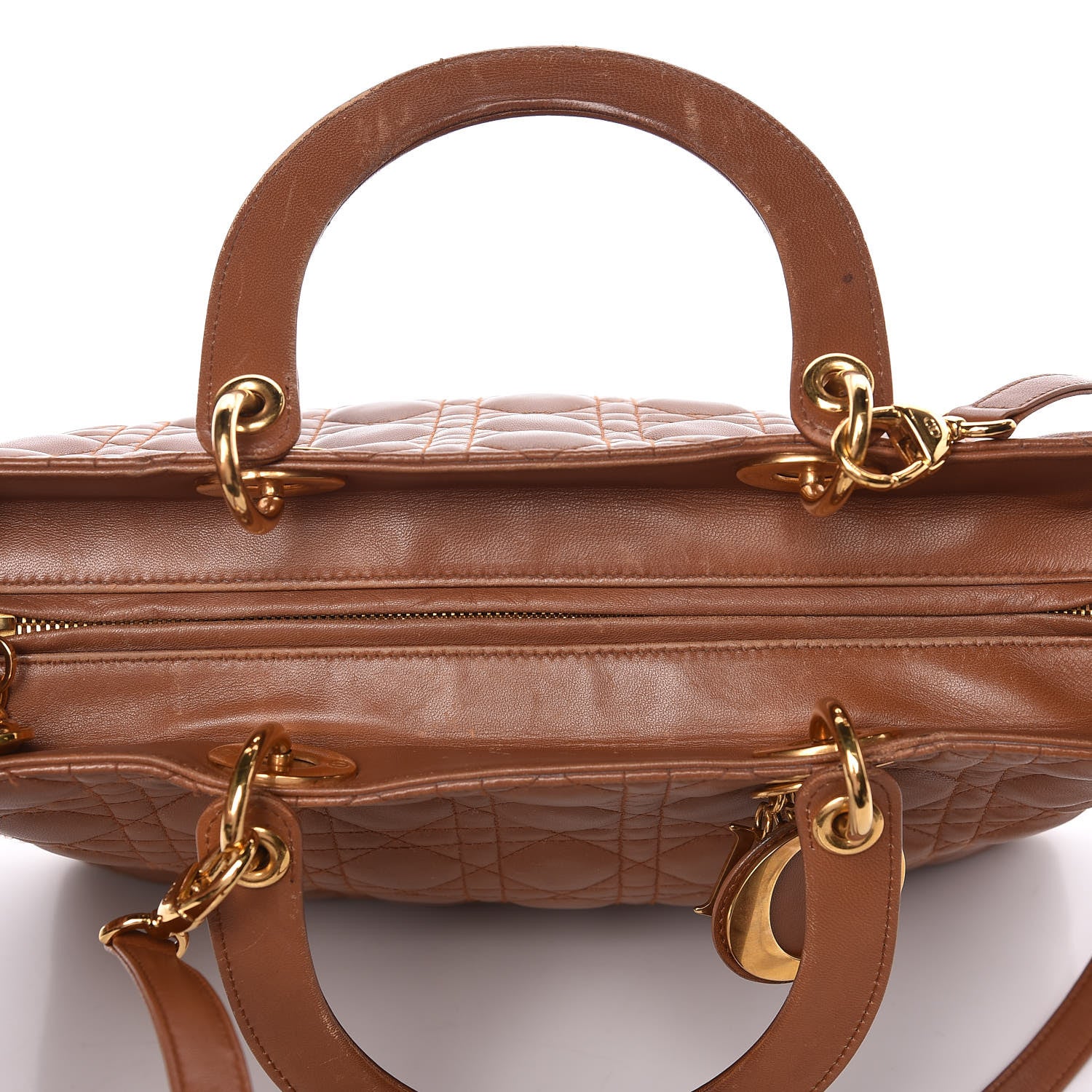 Christian Dior Lambskin Cannage Large Lady Dior Tan 10 of 19