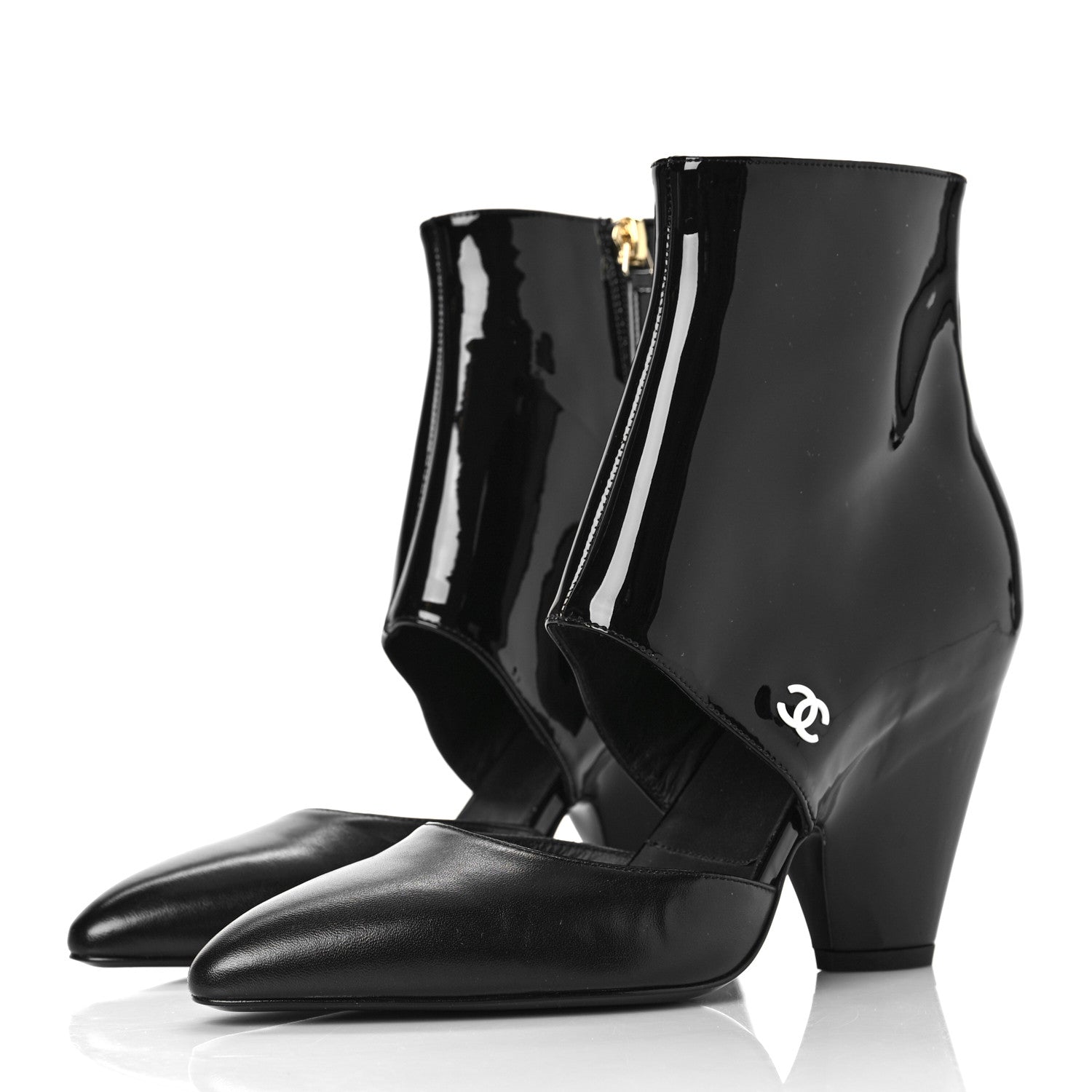 Chanel Patent Calfskin Short Ankle Boots 36.5 Black 3 of 8