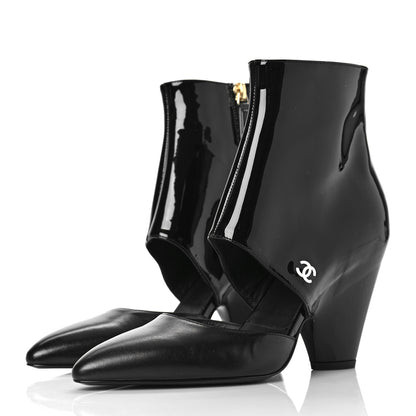 Chanel Patent Calfskin Short Ankle Boots 36.5 Black 3 of 8