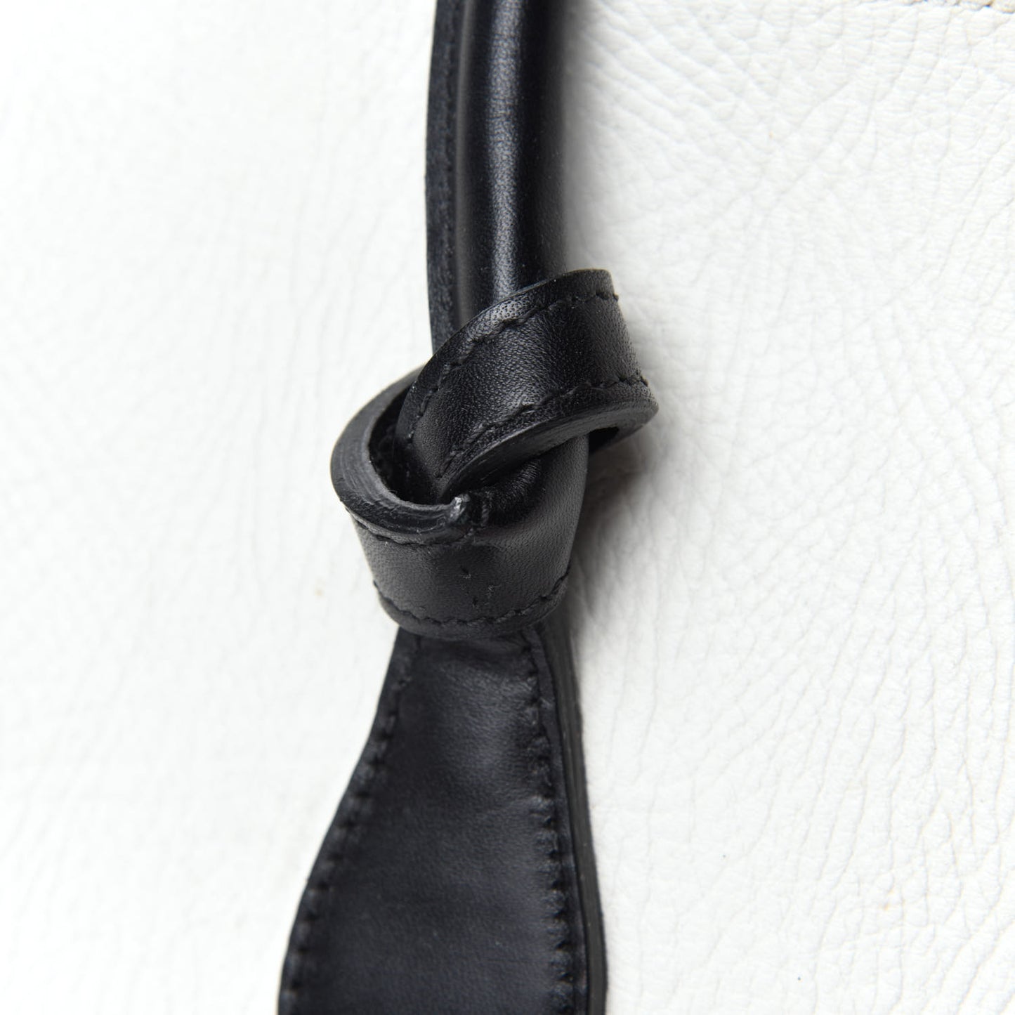 Elephant Calfskin Bi-Color Small Tie Knot Tote White Black