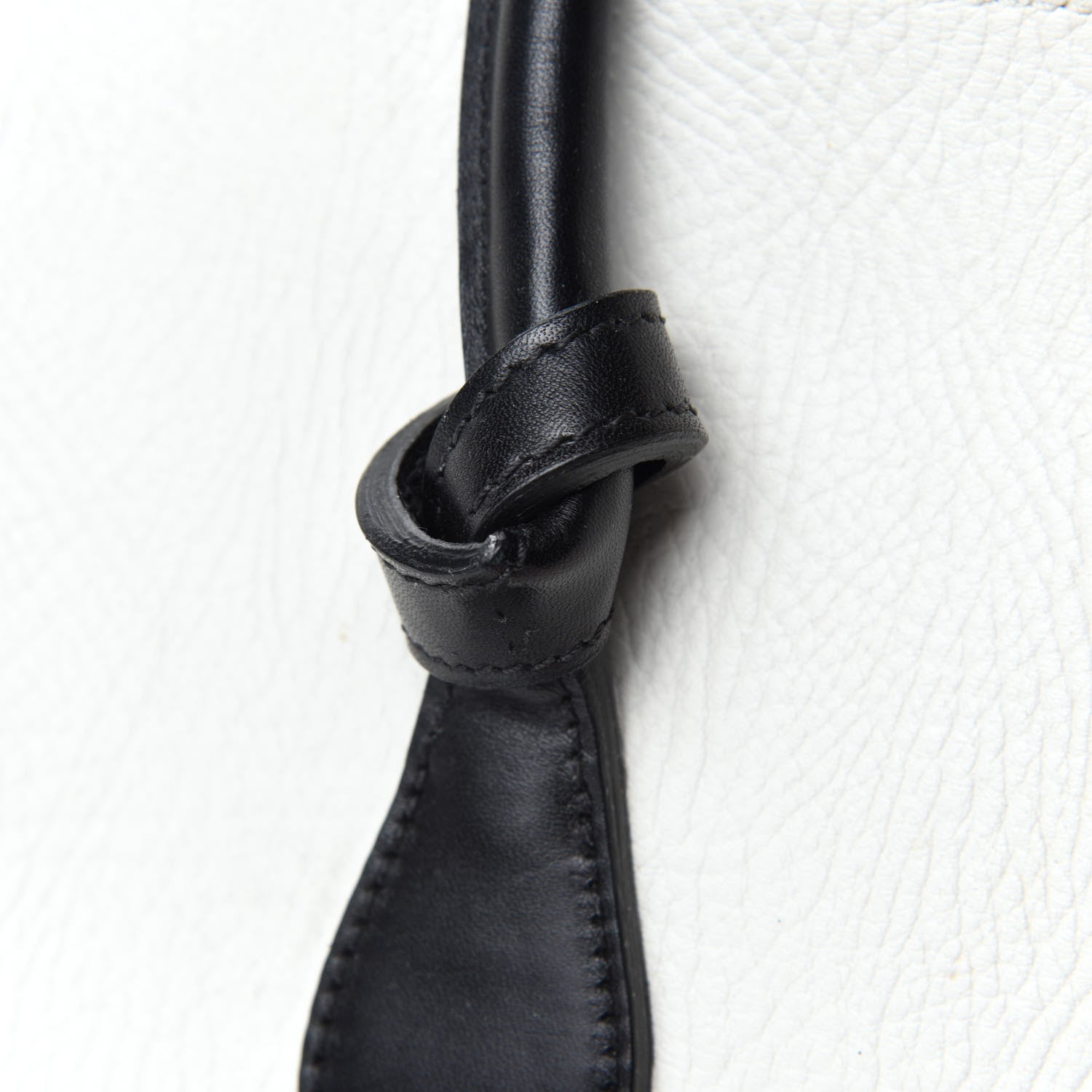 Celine Elephant Calfskin Bi-Color Small Tie Knot Tote White Black 14 of 22