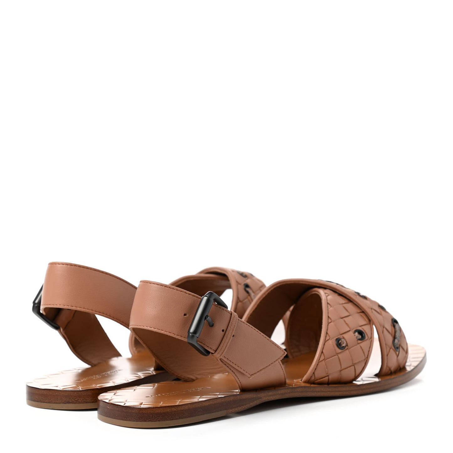 Nappa Ayers Intrecciato Flat Sandals 39 Dahlia