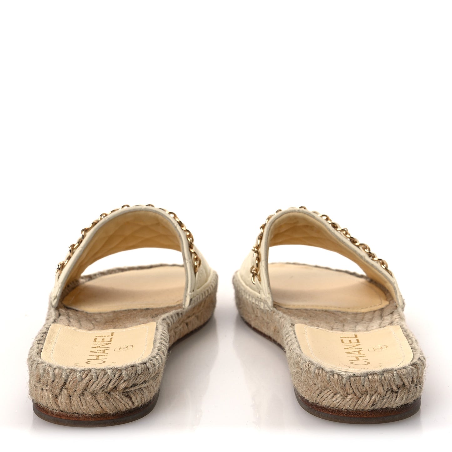 Lambskin Quilted CC Espadrille Slip On Sandals 36 Ivory