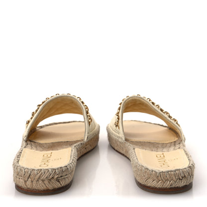 Chanel Lambskin Quilted CC Espadrille Slip On Sandals 36 Ivory 6 of 10