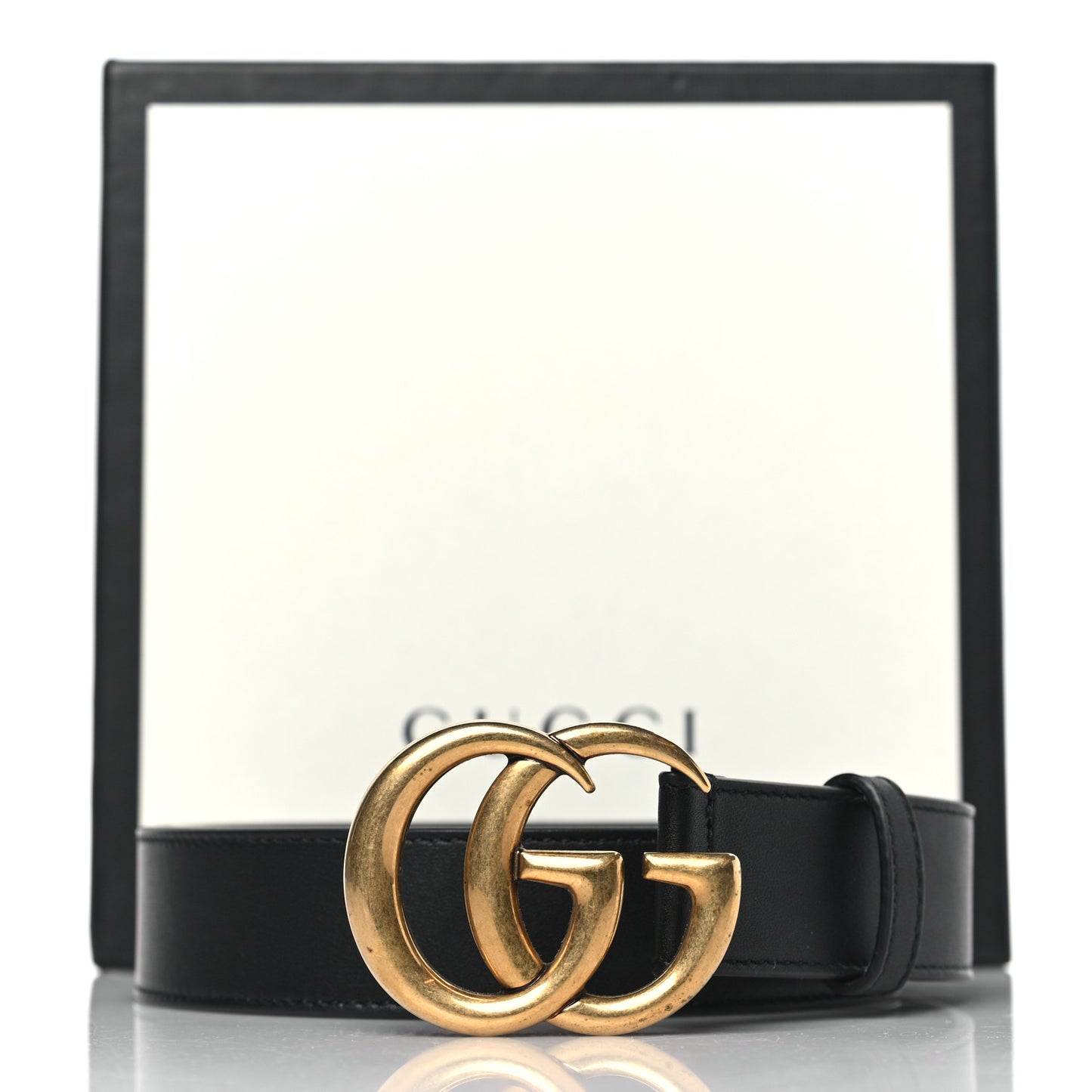 Moon Calfskin Double G 30mm Belt 75 30 Black