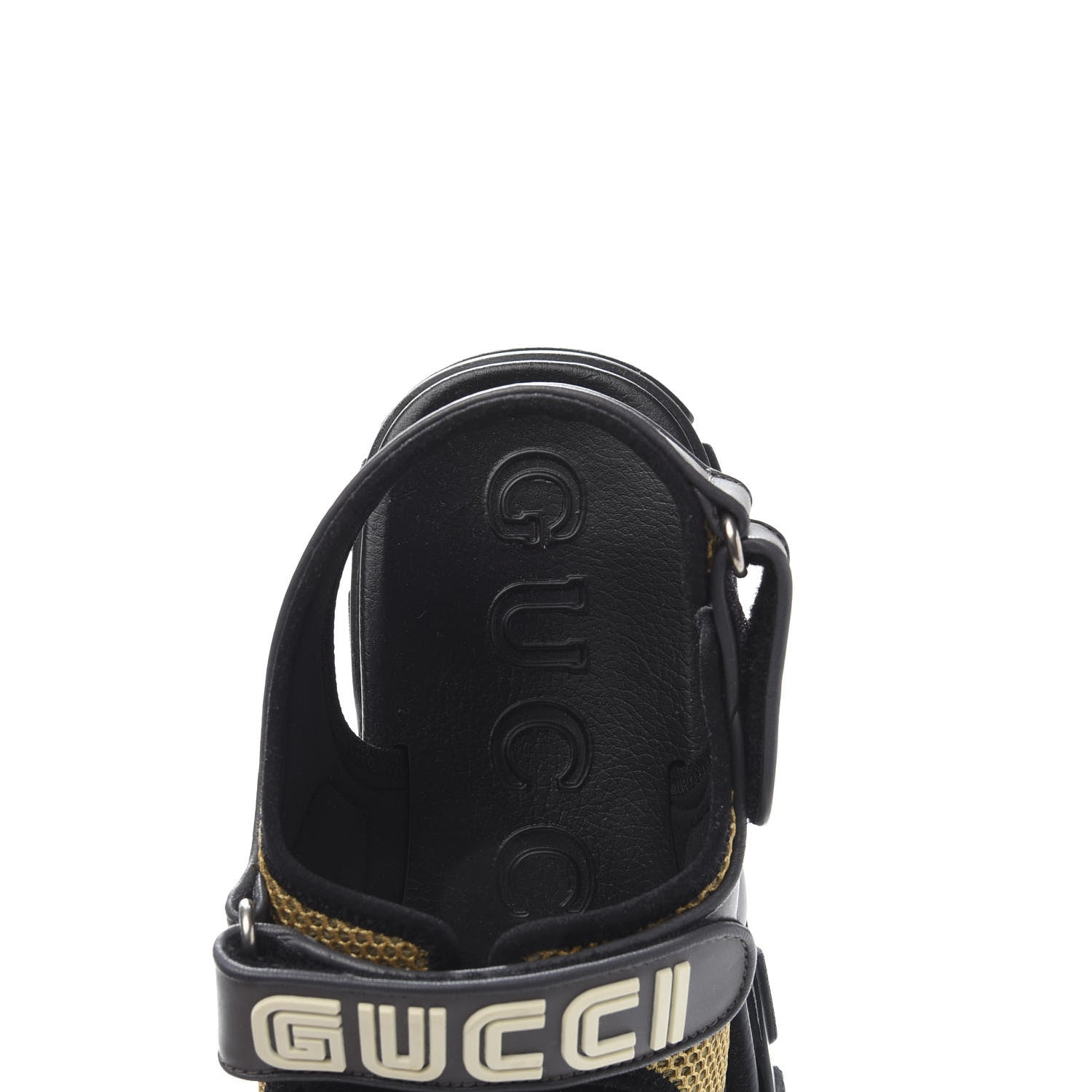 Gucci X SEGA Nappa Mesh Mens Aguru Sandals 10.5 Loess Black 6 of 9