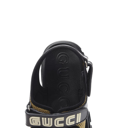 Gucci X SEGA Nappa Mesh Mens Aguru Sandals 10.5 Loess Black 6 of 9