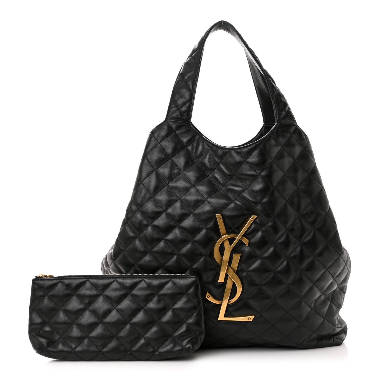 Lambskin Quilted Maxi Icare Shopping Tote Black