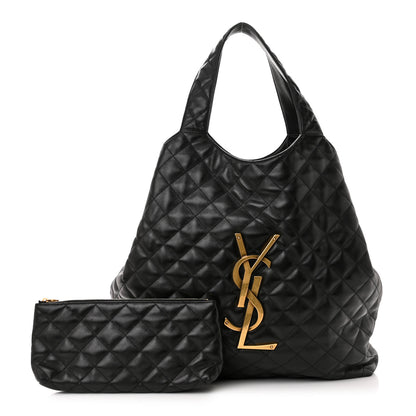 Saint Laurent Lambskin Quilted Maxi Icare Shopping Tote Black 1 of 11