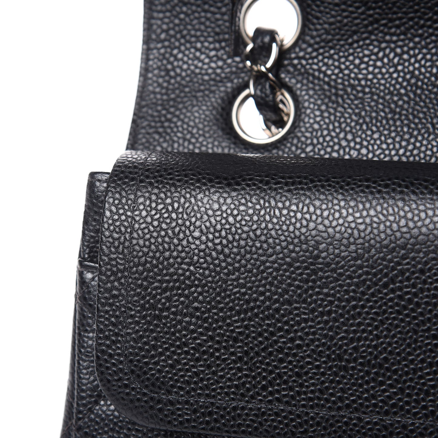 Caviar Quilted Medium Double Flap Black
