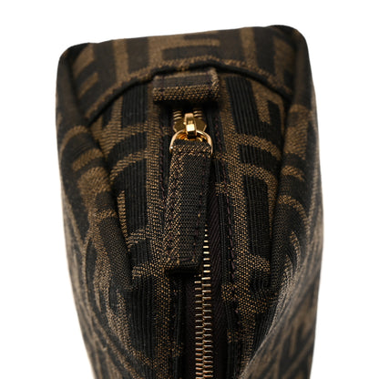 Fendi Fabric Jacquard FF 1974 Small Trapezoid Beauty Pouch Tobacco Moro Black 8 of 9
