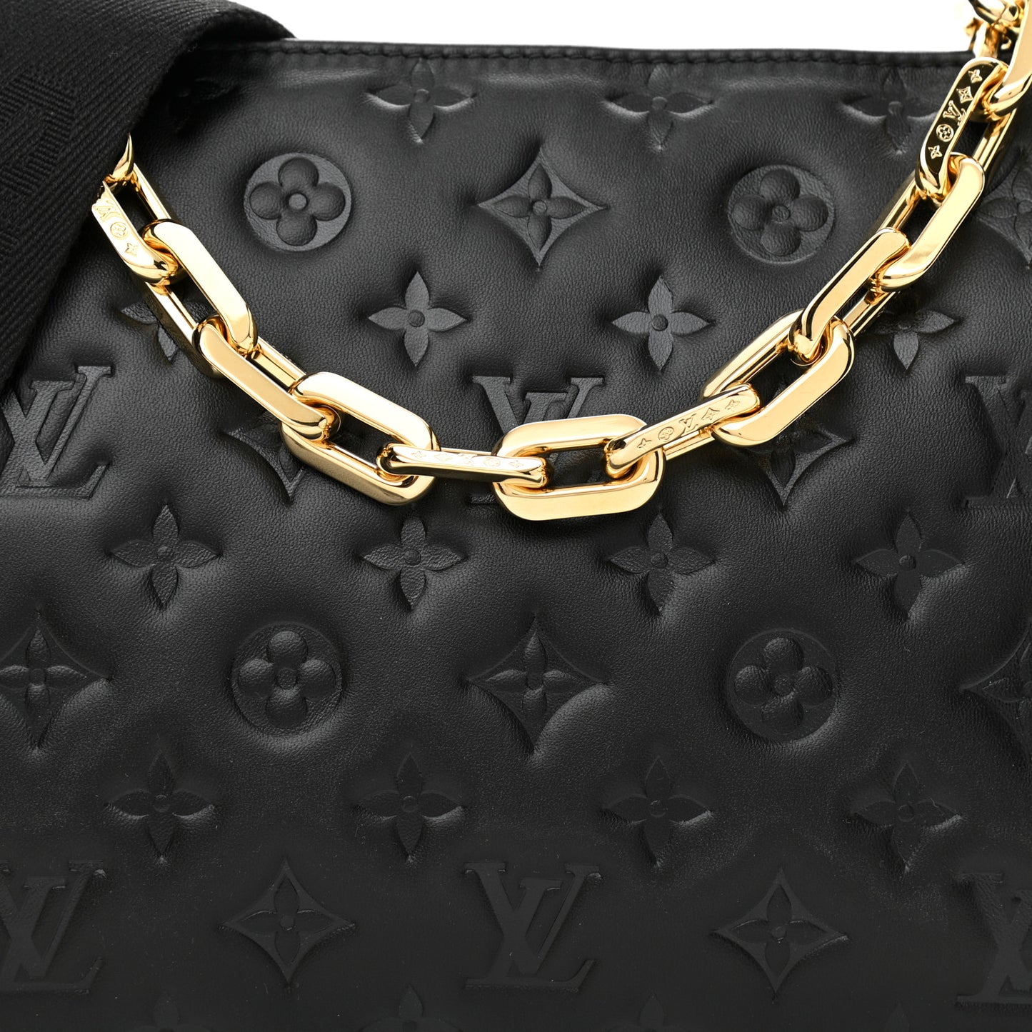 Lambskin Embossed Monogram Coussin PM Black