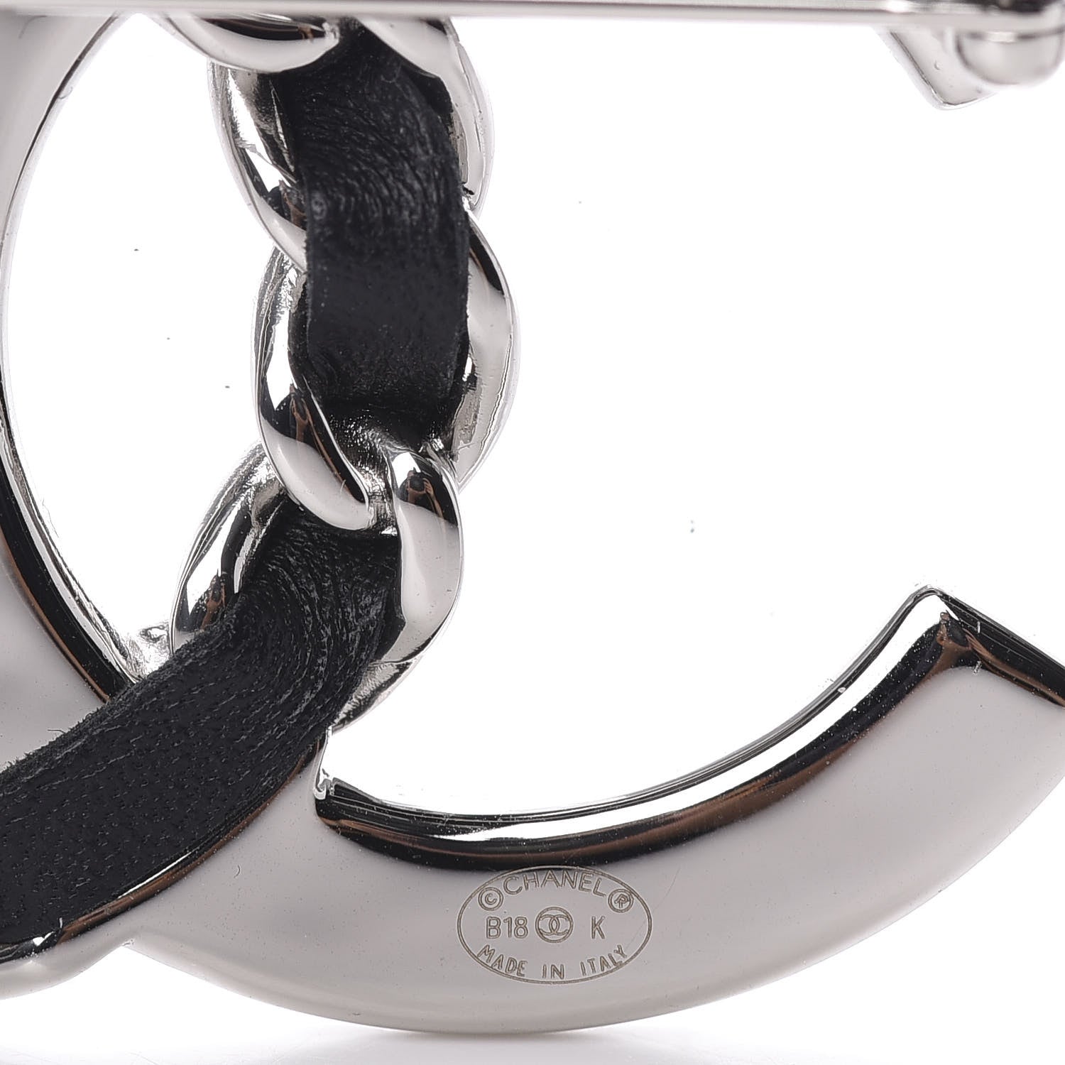 Chanel Lambskin Baguette Crystal CC Chain Brooch Black Silver 3 of 4