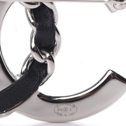 Chanel Lambskin Baguette Crystal CC Chain Brooch Black Silver 3 of 4