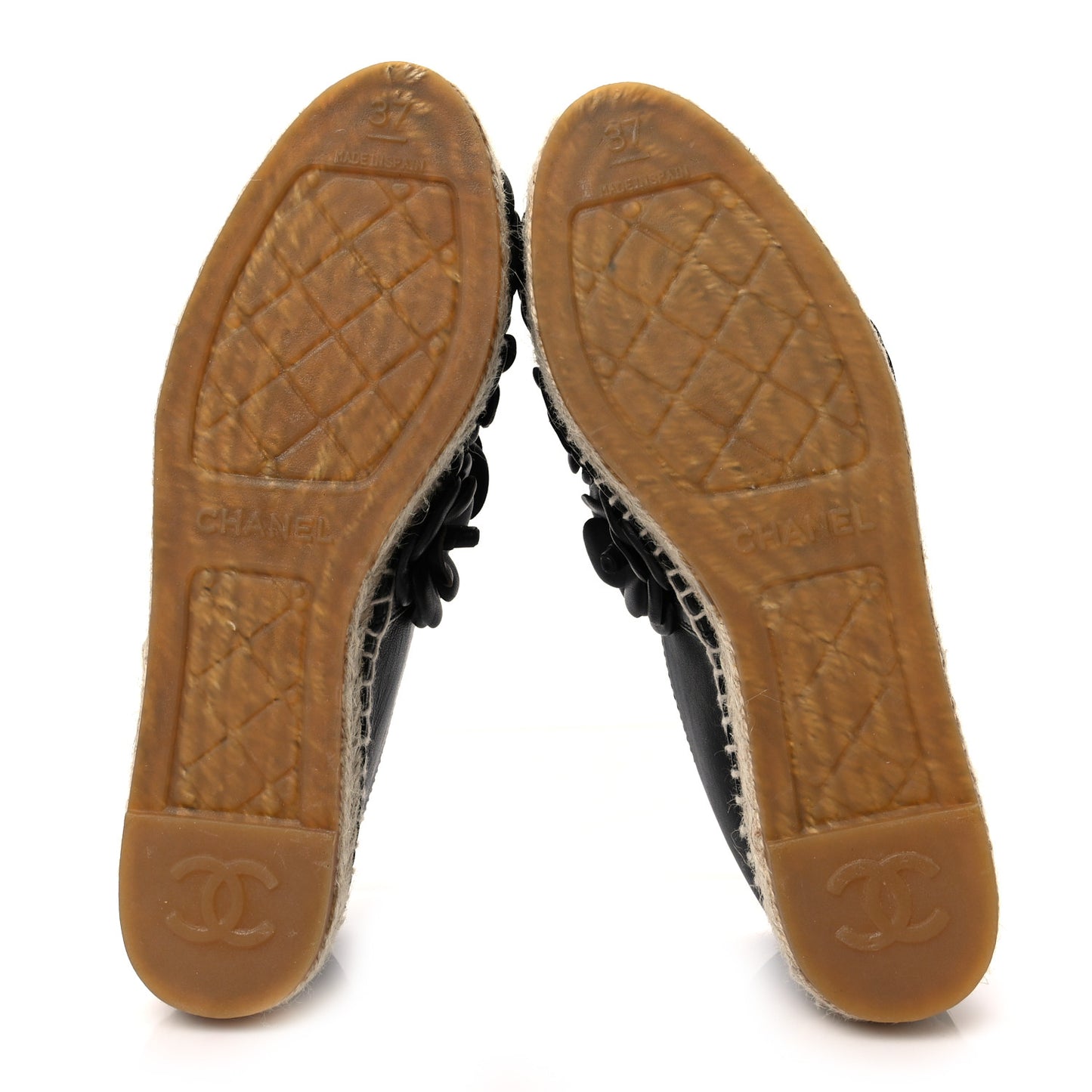 Lambskin Camellia CC Espadrilles 37 Black