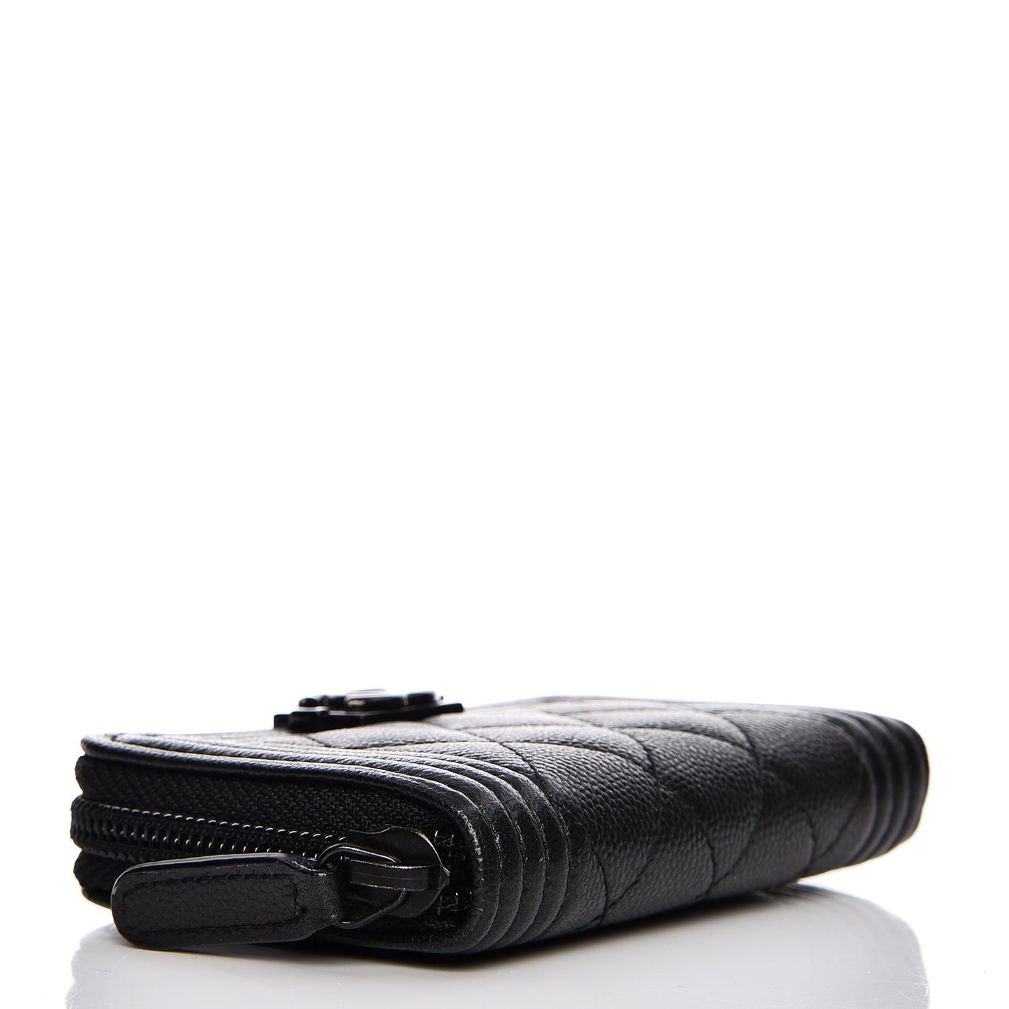 Caviar Quilted Boy Zip Around Coin Purse Wallet So Black