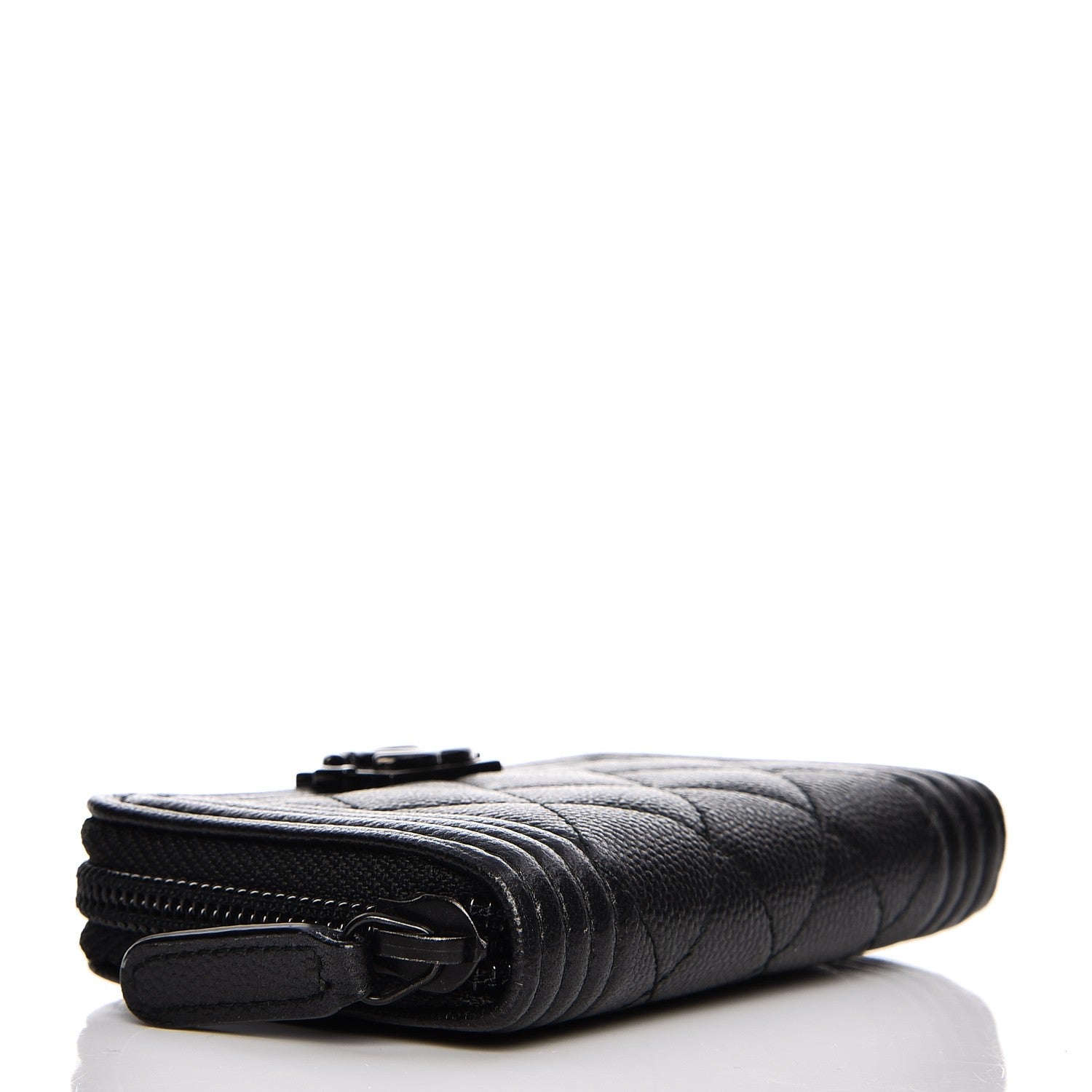 Chanel Caviar Quilted Boy Zip Around Coin Purse Wallet So Black 4 of 7