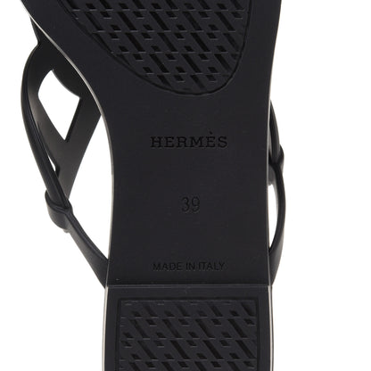 Hermes Rubber Womens Egerie Sandals 39 Black 6 of 8