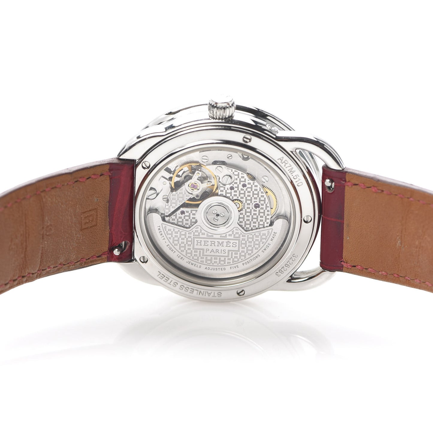 Stainless Steel Alligator Mother of Pearl 38mm Arceau Petite Lune Automatic Watch Braise