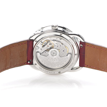Hermes Stainless Steel Alligator Mother of Pearl 38mm Arceau Petite Lune Automatic Watch Braise 7 of 7