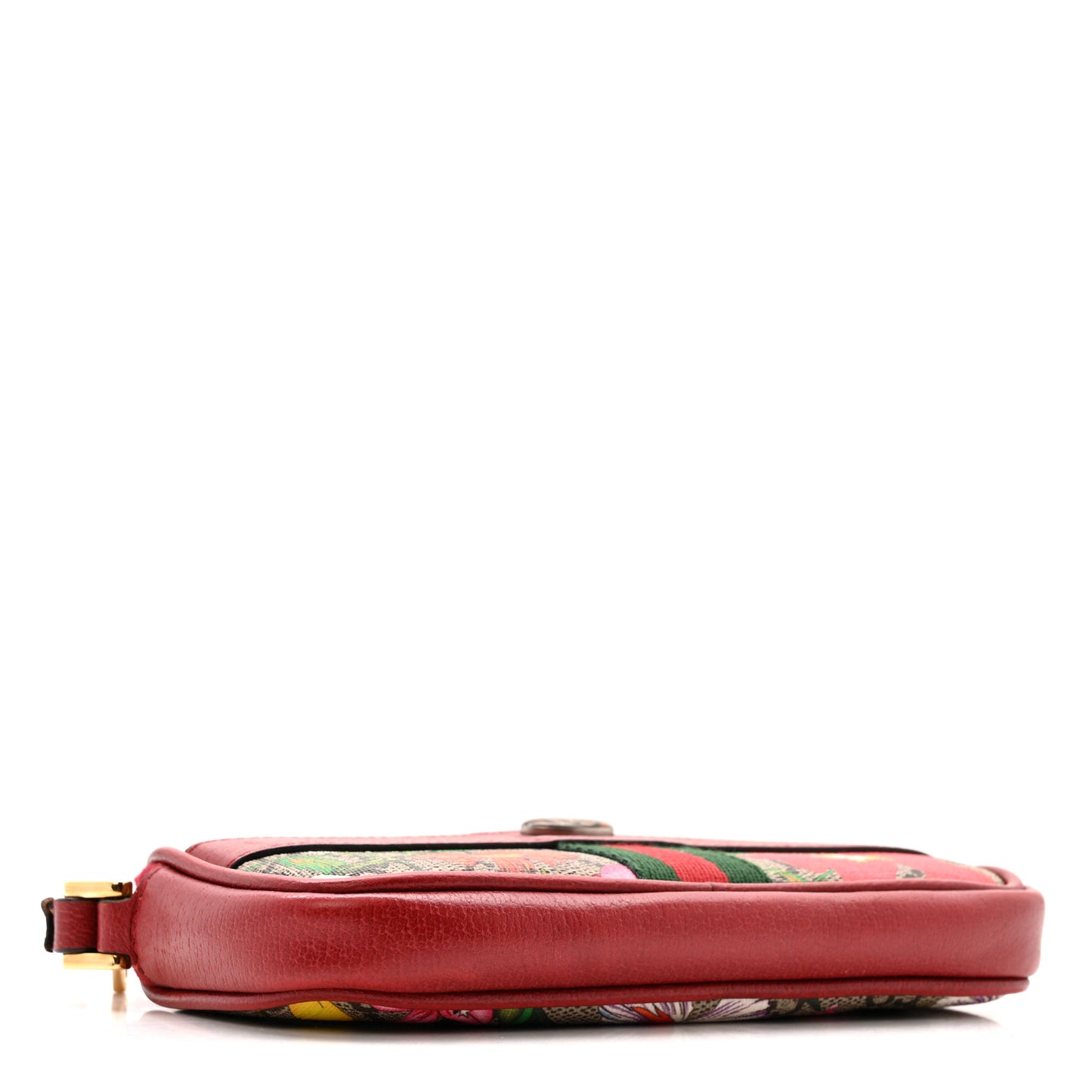 GG Supreme Monogram Flora Web Ophidia Wristlet Bag Red