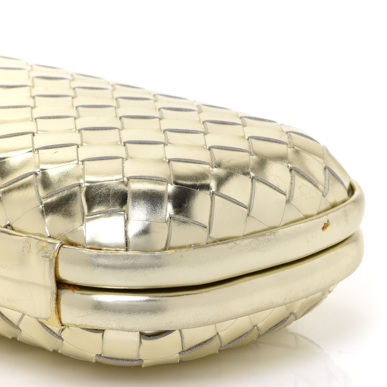 Bottega Veneta Metallic Napa Intrecciato Faille Knot Clutch Gold 9 of 12