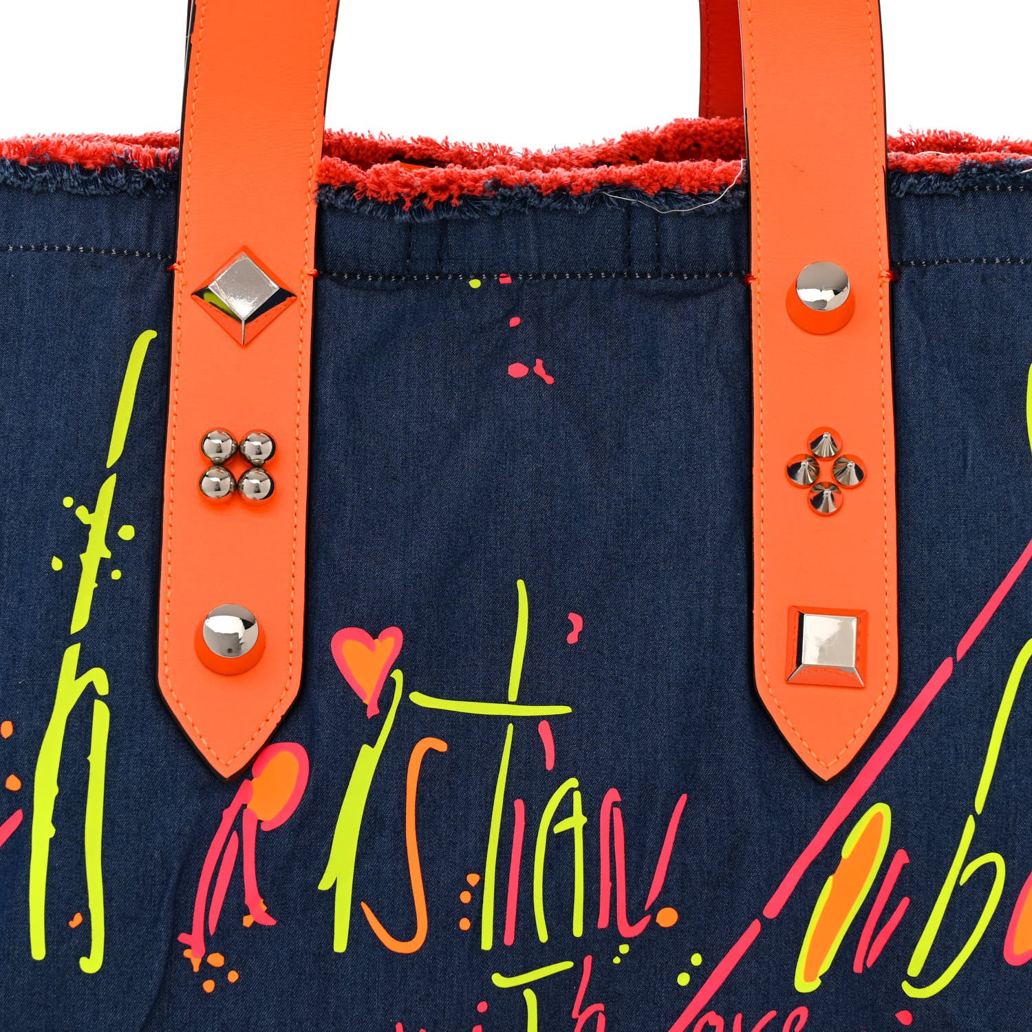 Christian Louboutin Denim Frangibus Printed Tote Blue Multicolor 8 of 14