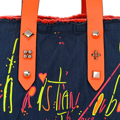 Christian Louboutin Denim Frangibus Printed Tote Blue Multicolor 8 of 14