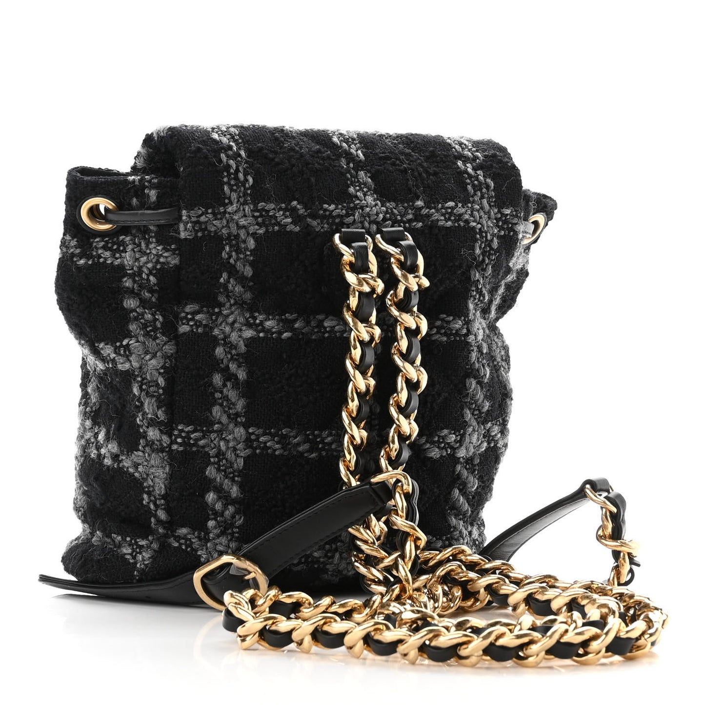 Wool Tweed Elegant Backpack Black Grey