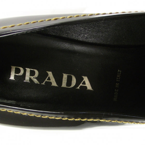 Prada Vernice Penny Loafer Heels 41 Black 6 of 6