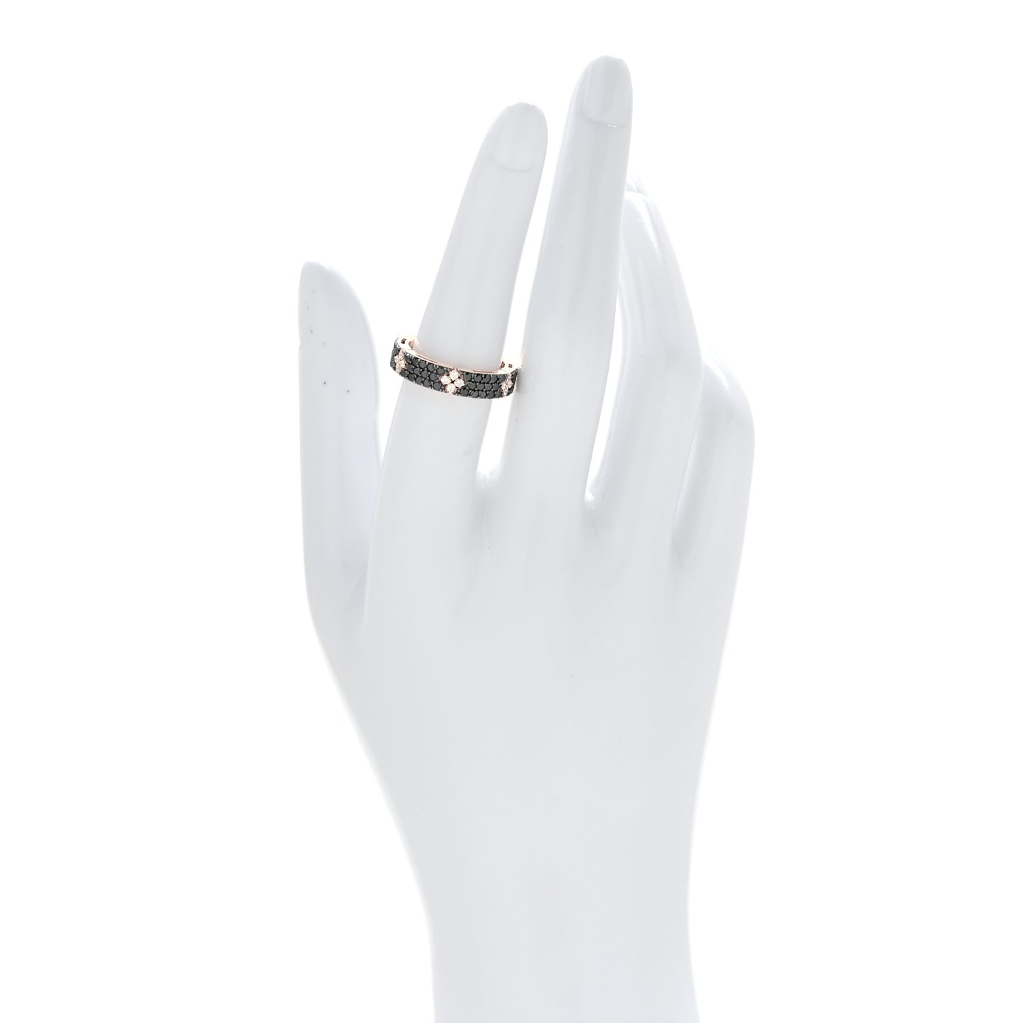 18K Rose Gold Black Diamond Love in Verona Band Ring 53 6.5
