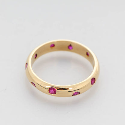 Tiffany 18K Yellow Gold Ruby Etoile Band Ring 7 3 of 4
