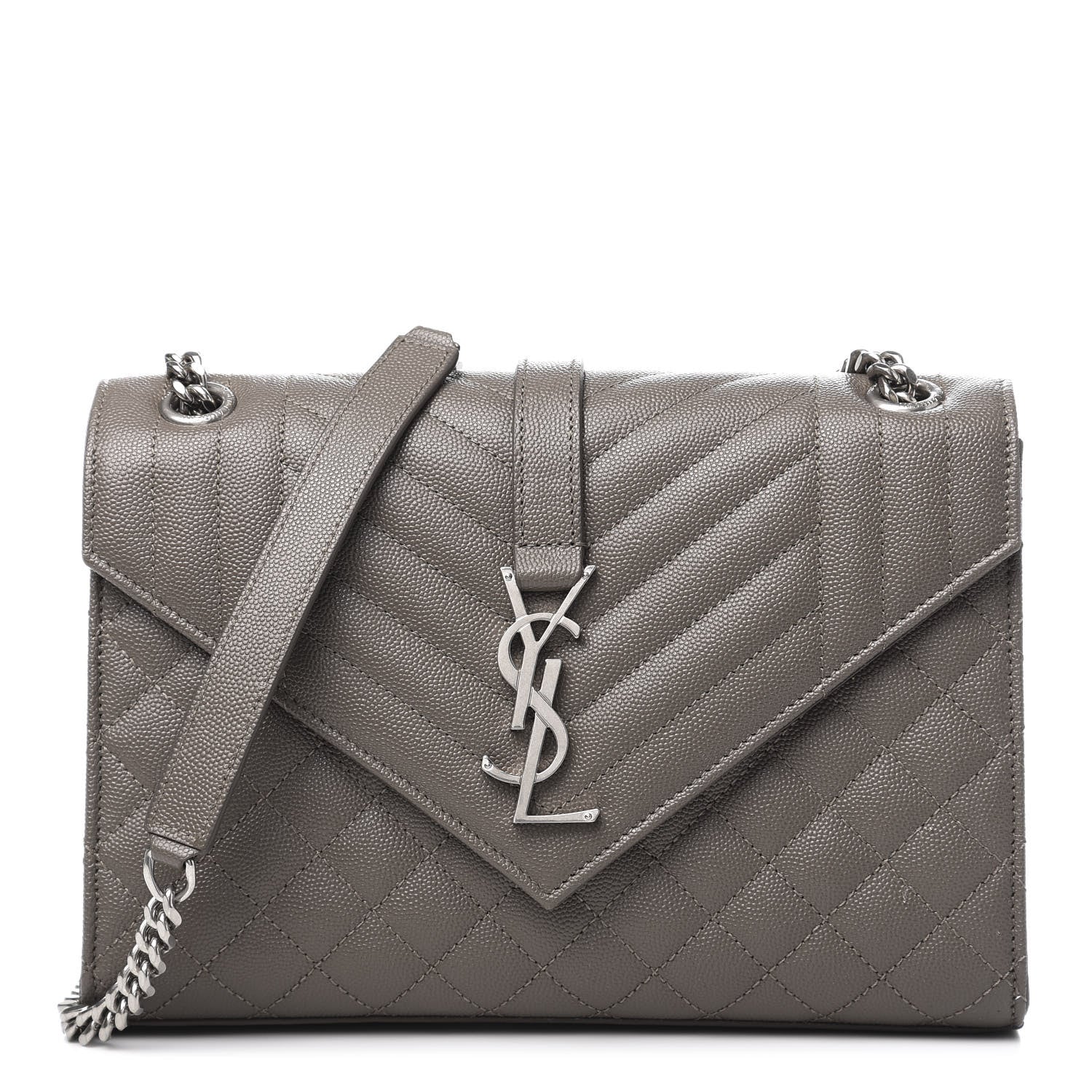 Saint Laurent Grain De Poudre Textured Mixed Matelasse Medium Triquilt Monogram Satchel Earth 1 of 10