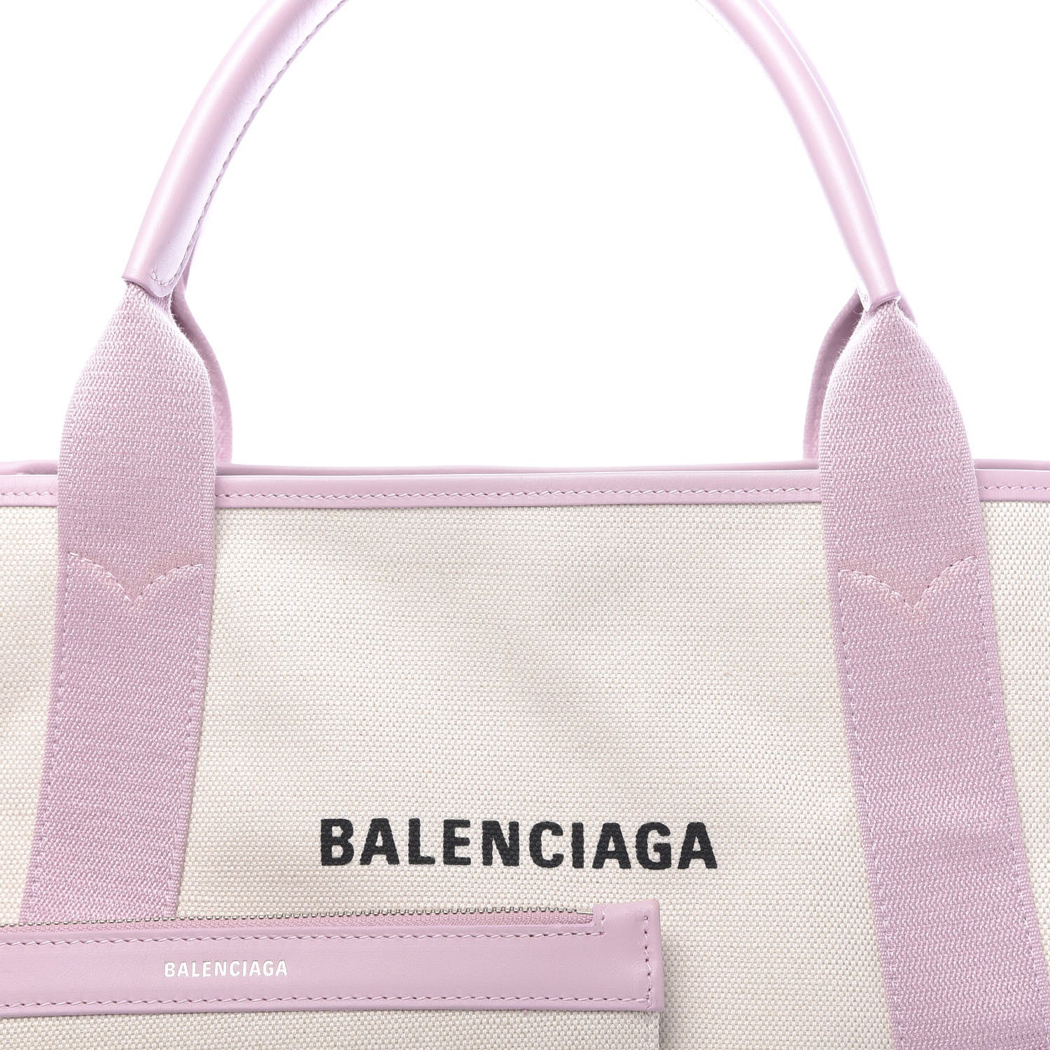 Balenciaga Cotton Canvas Satin Calfskin S Navy Cabas Natural Pink 9 of 11