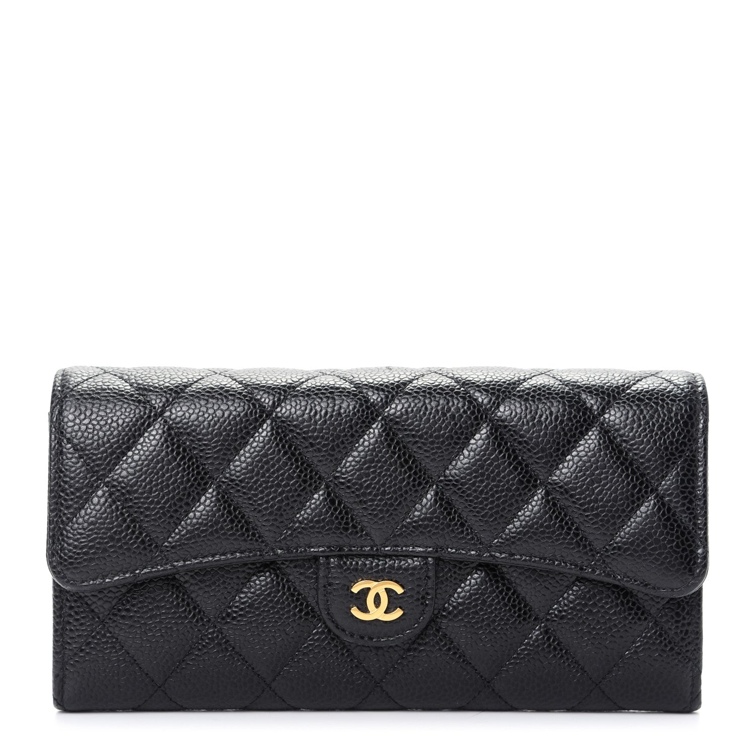 Chanel Caviar Quilted Large Gusset Flap Wallet Black 1 of 8