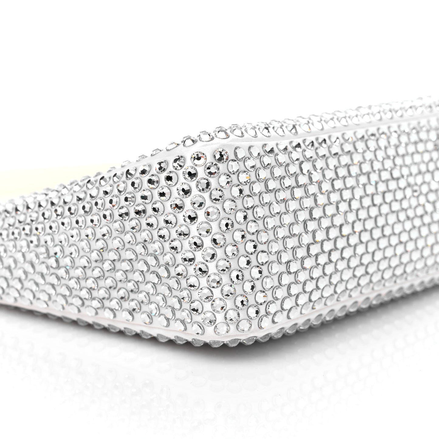 Satin Crystal Mini Re-Edition 2000 Bag White