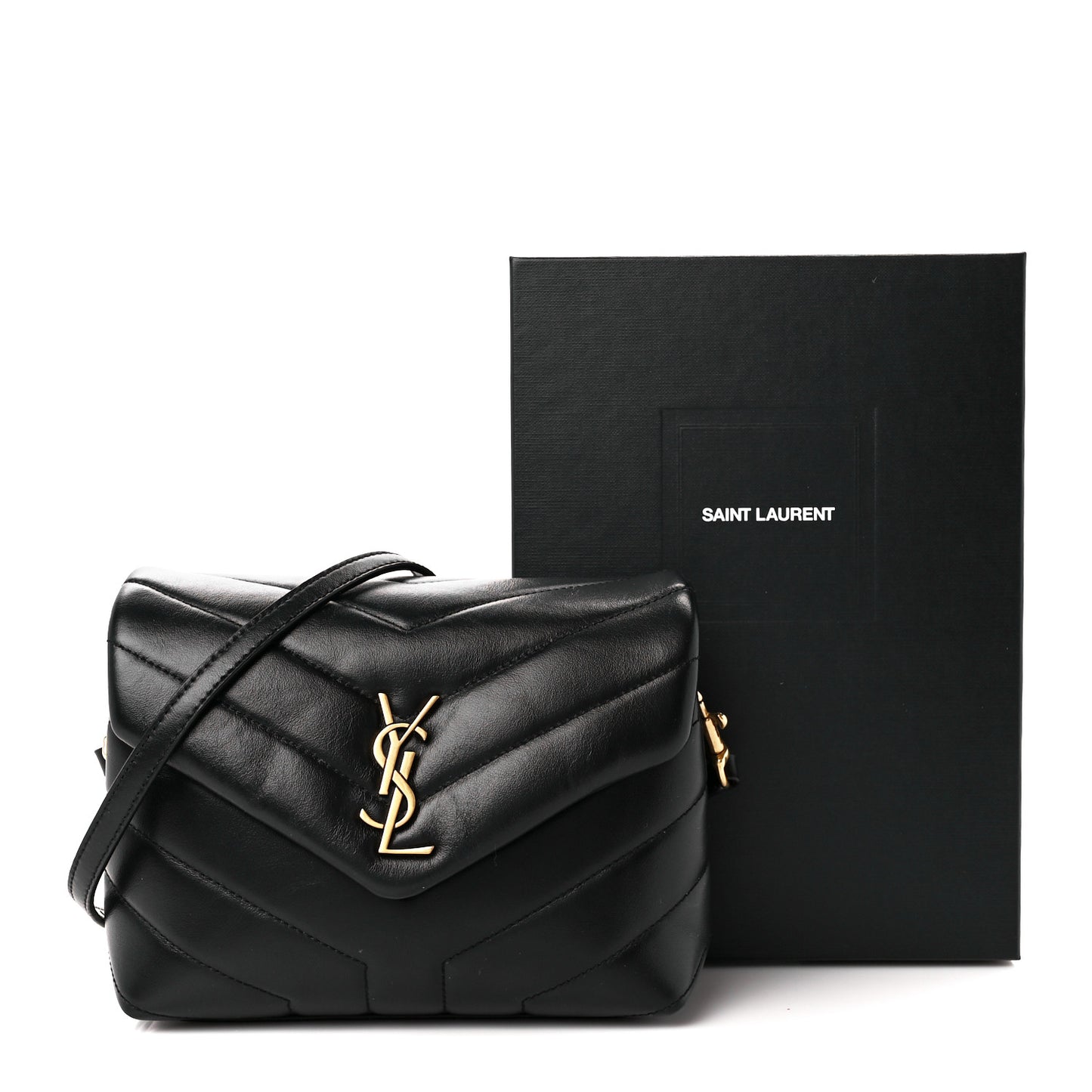 Calfskin Y Quilted Monogram Toy Loulou Crossbody Bag Black