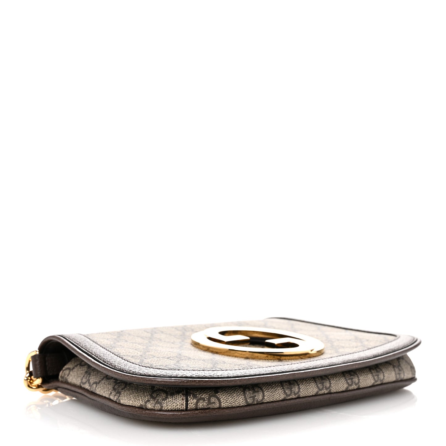GG Supreme Monogram Textured Dollar Calfskin Blondie Chain Shoulder Flap Bag Beige Ebony New Acero