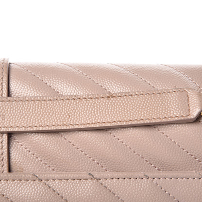 Saint Laurent Grain De Poudre Matelasse Chevron Large Monogram Satchel Rose Antic 14 of 20