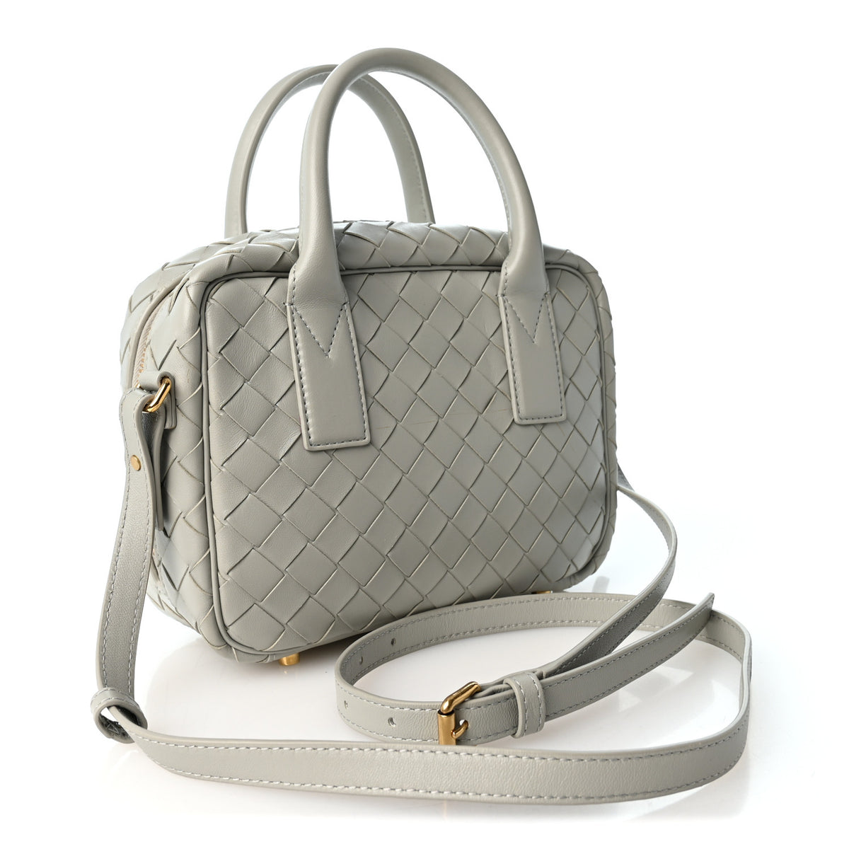 Bottega Veneta Lambskin Intrecciato Small Getaway Agate Grey 2 of 9