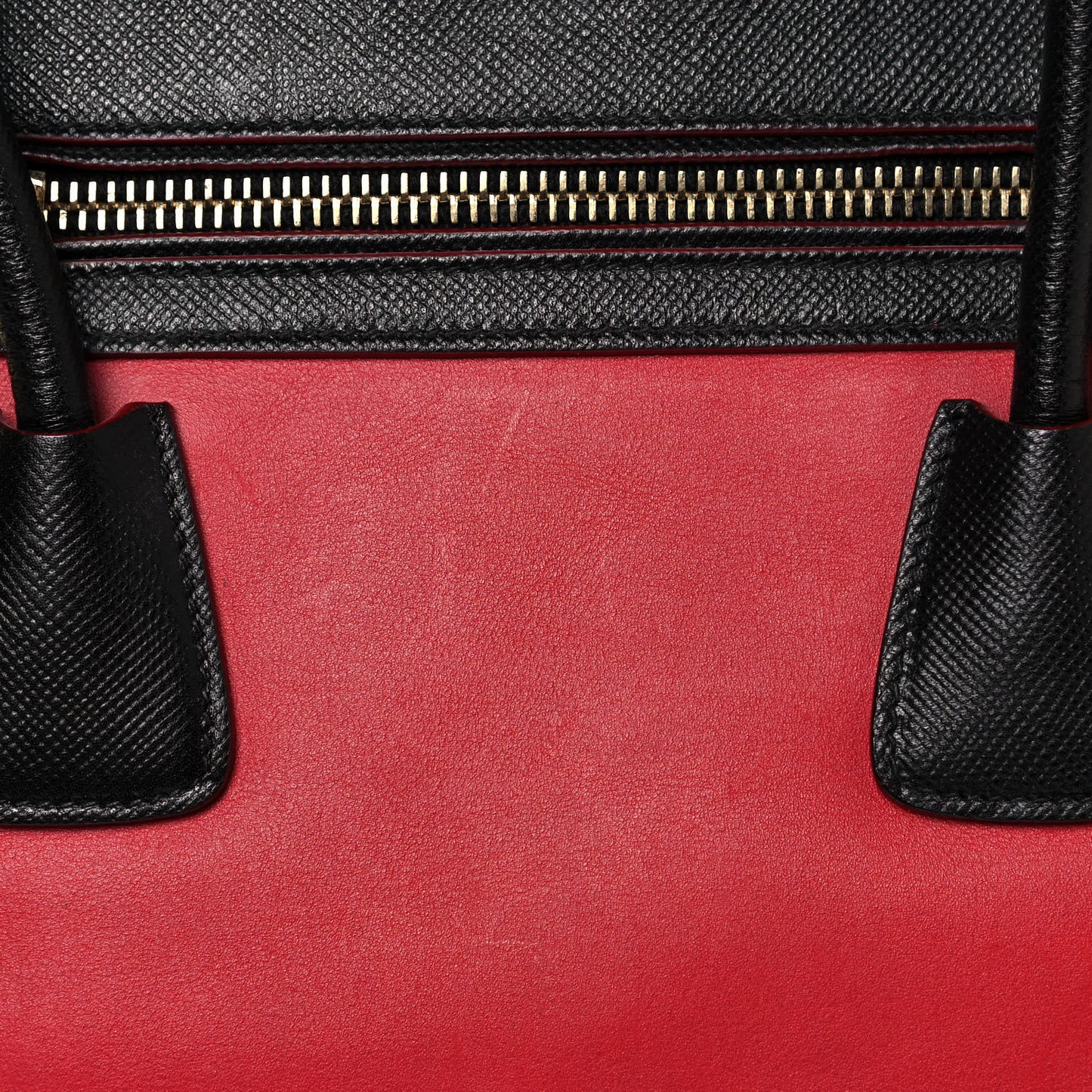 Saffiano City Calfskin Bi-Color Tote Fuoco Black