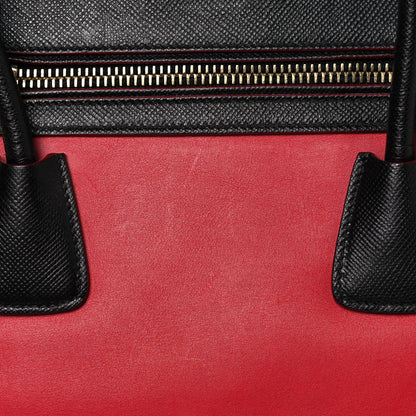 Prada Saffiano City Calfskin Bi-Color Tote Fuoco Black 9 of 20