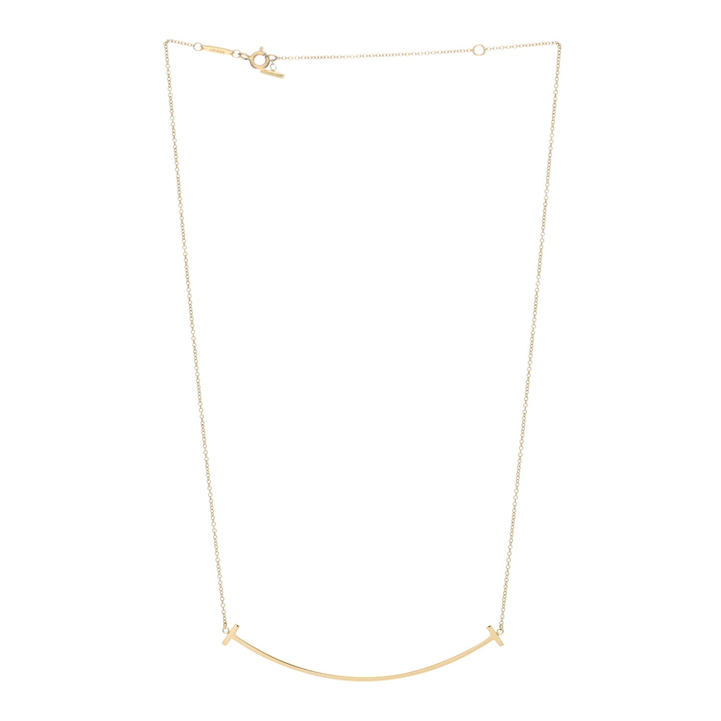 18K Yellow Gold Large T Smile Pendant Necklace