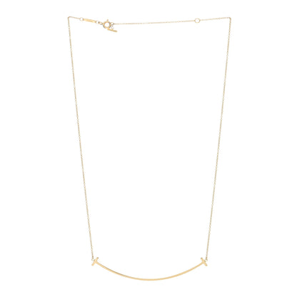 Tiffany 18K Yellow Gold Large T Smile Pendant Necklace 2 of 4