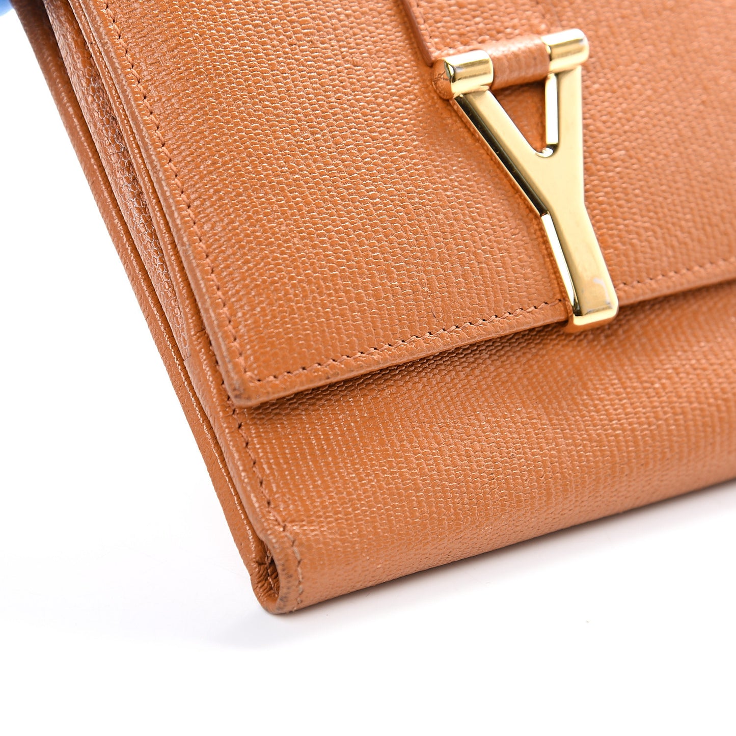 Coated Calfskin Classic Y Compact Wallet Brown