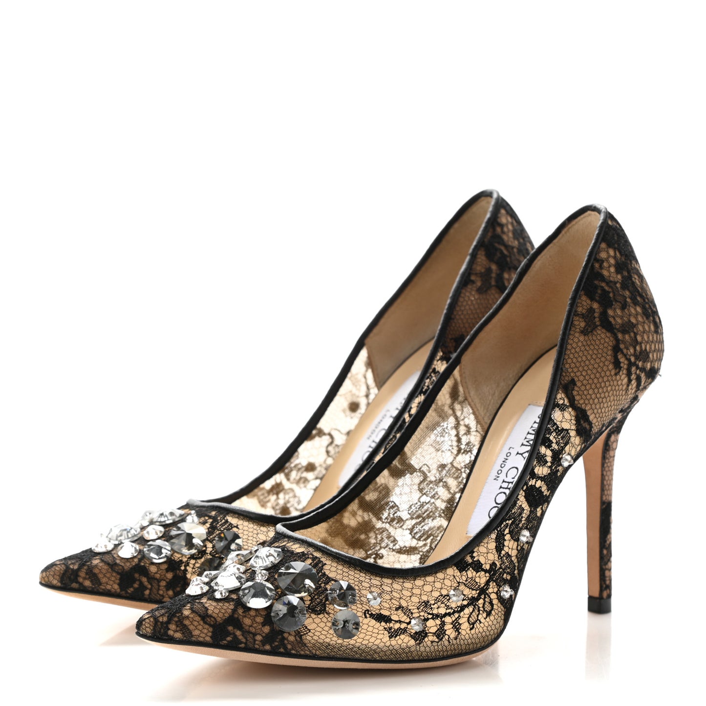 Lace Mesh Crystal Lyzo 100 Pumps 36 Black