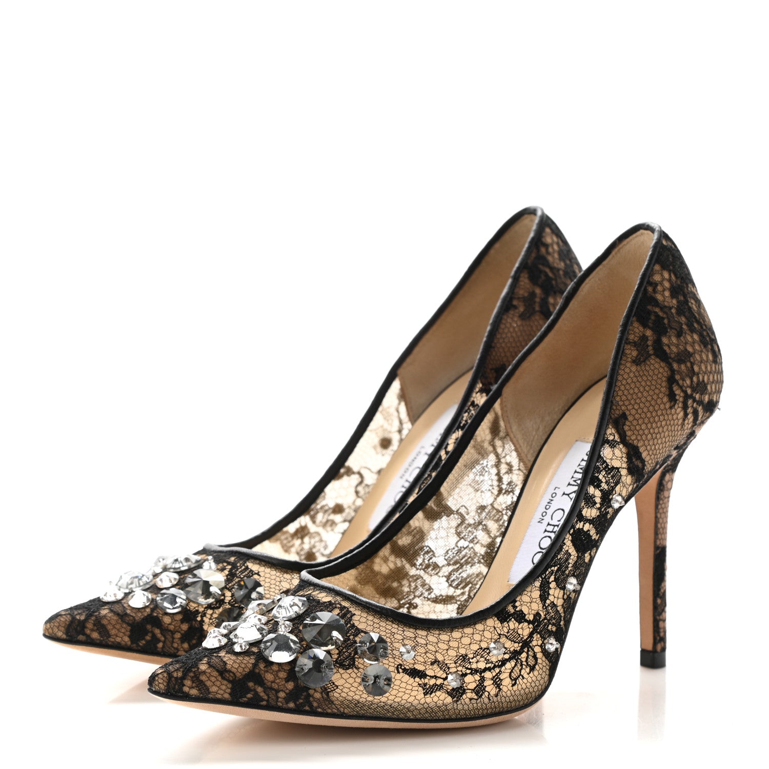 Jimmy Choo Lace Mesh Crystal Lyzo 100 Pumps 36 Black 3 of 11