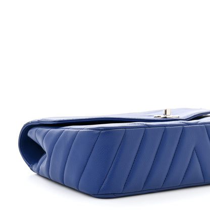 Chanel Caviar Chevron Quilted Single Flap Blue 9 of 10