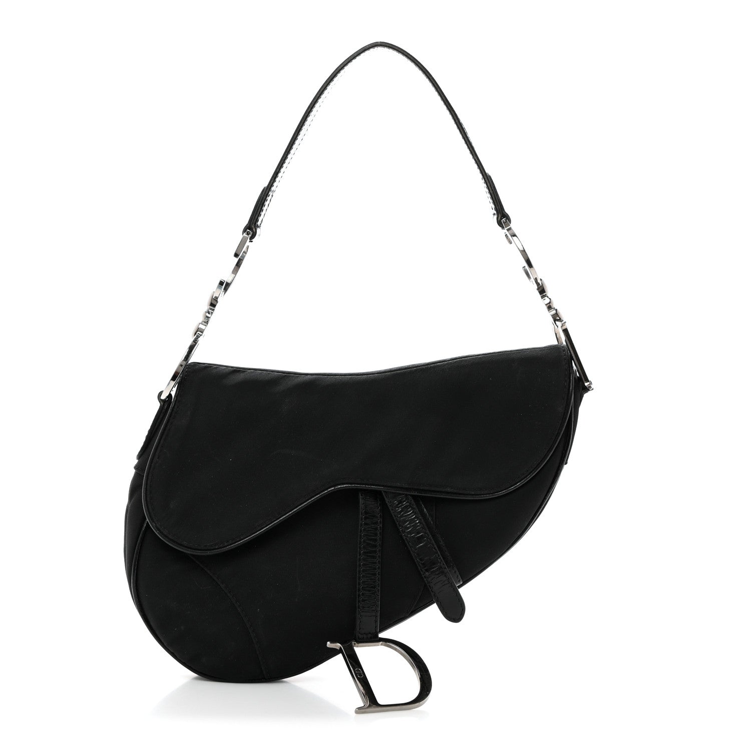Christian Dior Canvas Patent Calfskin Saddle Bag Black 1 of 19